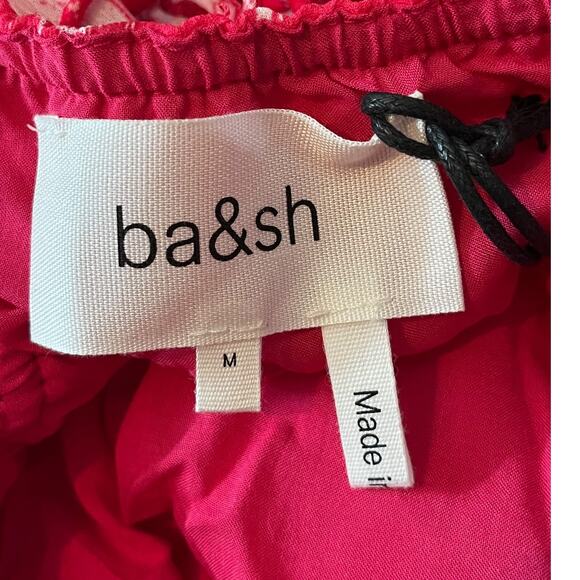 BA&SH dress Udalie TIe Back Maxi pink white size 2/M (US 6) DEFECT - Picture 9 of 11